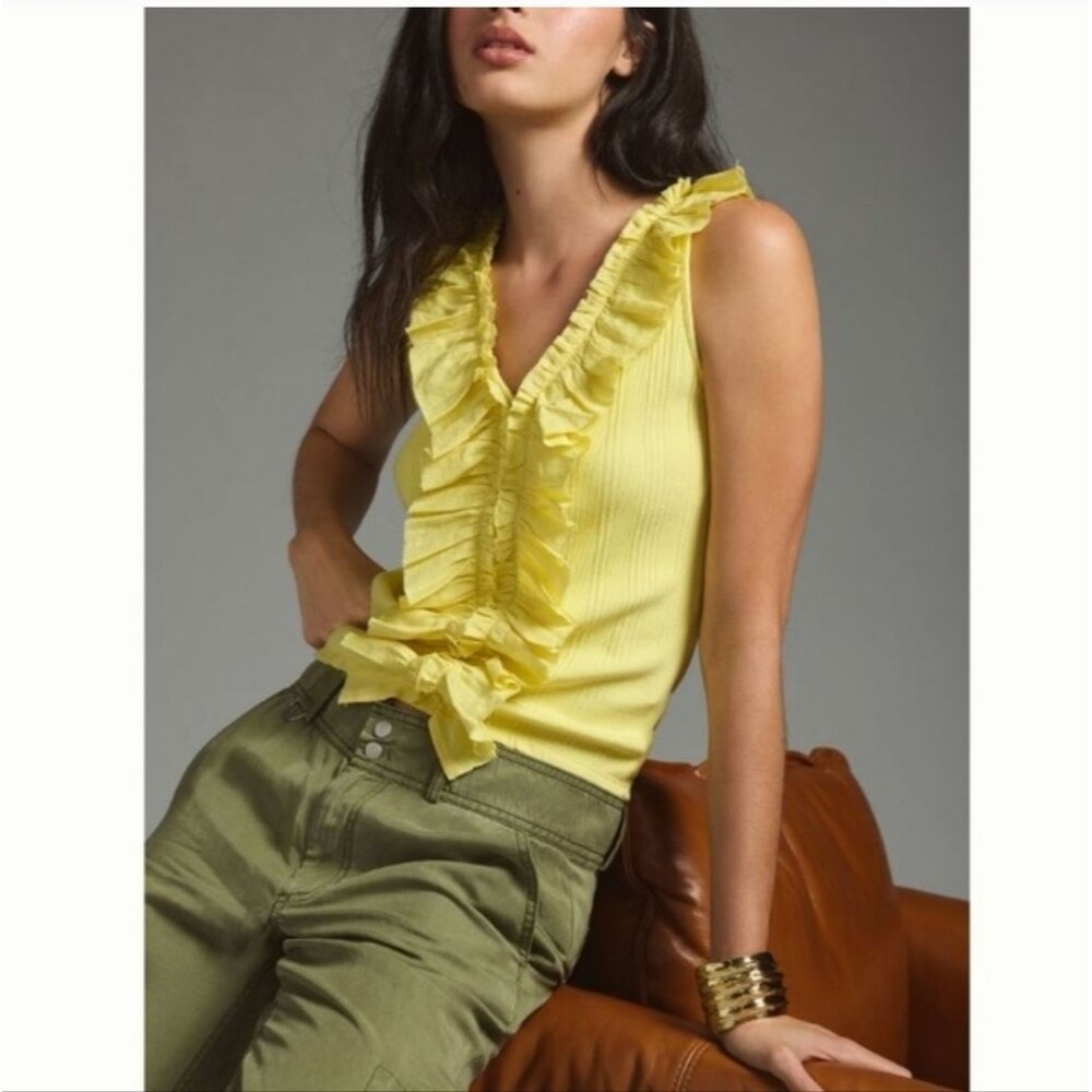 Anthropologie - Pilcro Yellow Ruffle Tank Size XS NWT